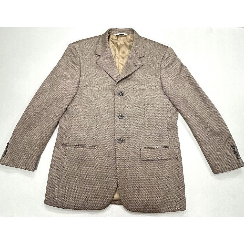 Pronto Uomo Blazer Men’s 40 Short Brown Preppy Business Casual Wool Silk Jacket